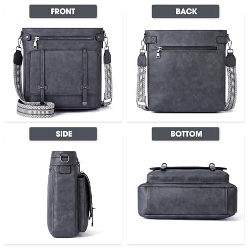 Roulens Crossbody Bags for Women,Multi Pocket Crossbody Purses Vegan Leather Shoulder Handbags Travel Purse Adjustable Strap - Thumbnail 4