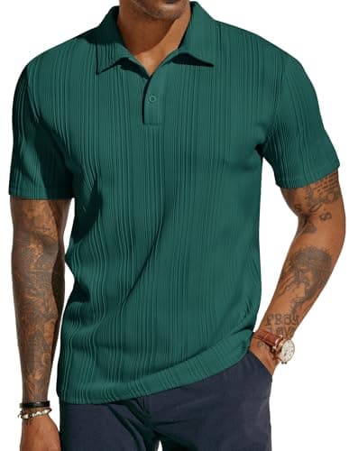 Polos for Men Classic Fit Ultra Soft Shirts for Daily Wear Outdoor Dark Green - Image 1