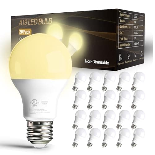 dalattin 20 Pack LED Light Bulbs A19 E26 60 Watt Equivalent Soft White 2700K Warm Light Lightbulbs Indoor Standard 120v 60hz 800 LM Non-Dimmable 80+ CRI UL Listed - Image 1
