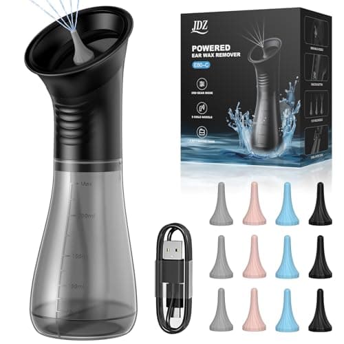 JDZ Ear Wax Removal Kit, Electric Ear Cleaner with Irrigation Flushing System, Safe & Effective Ear Cleaning Tool with LED Display, 3 Pressure Modes, 12 Tips, IPX7 - Image 1