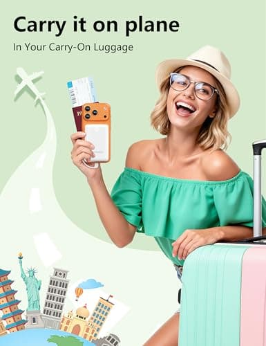 miisso 10000mAh Mini Portable Charger with Built in Cable, Pocket Size Power Bank Travel External Battery Pack for Phone, 3 Output USB Type C Cord Clutch Compatible with iPhone, Samsung, White - Thumbnail 6