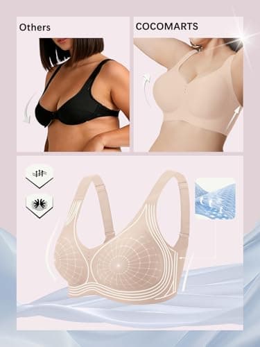 COCOMARTS Jelly Bras for Women No Underwire Full Coverage Push Up Seamless Bralettes Comfortable Supportive Tshirt Bra Nude Medium - Thumbnail 4