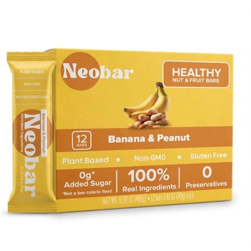 NEOBAR Fruit and Nut Bars - Plant-Based Vegan Snack Bars, Gluten Free Dairy Free Snacks, No Added Sugar, No Preservatives, Non-GMO | Banana & Peanut,12 Count - Image 1