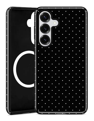 Aitipy Compatible with MagSafe Polka Dot Phone Case for Samsung Galaxy S23, Cute Aesthetic Polka Dot Magnetic Soft TPU and Hard PC Protective Phone Cover for Women Girls - Black