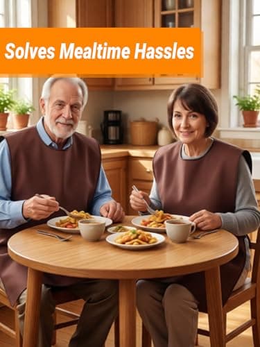 DegoCython Adult Bibs for Elderly Men & Women, Blue Waterproof Oil-Proof Bibs with Crumb Catcher, Wipe-Clean Flexible PVC, Adjustable Reusable, 24x19.3in (60.96x49cm) - Thumbnail 6