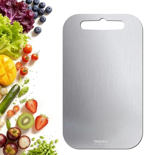 TIVEREX Titanium Cutting Board,100% Pure Titanium Cutting Boards for Kitchen, Easy to Clean, Dishwasher Safe, Double Sided Non Toxic Food-Grade Chopping Boards for Meats, Fruits and Vegetables - Image 1