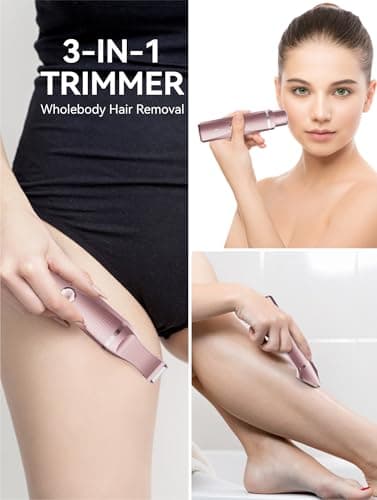 unibono 3-in-1 Electric Razor for Women - Waterproof Bikini Trimmer,Rechargeable Electric Shaver for Lady,Pubic Hair Trimmer Women,Personal Trimmer Groomer for Body Hair (Rose Golden,RG-1) - Thumbnail 2