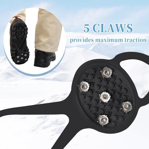 3 Pairs Non Slip Gripper Spike, Ice Grippers Traction Cleats Snow Shoe Spikes Grips Crampons with 10 Steel Studs Cleats - Thumbnail 3