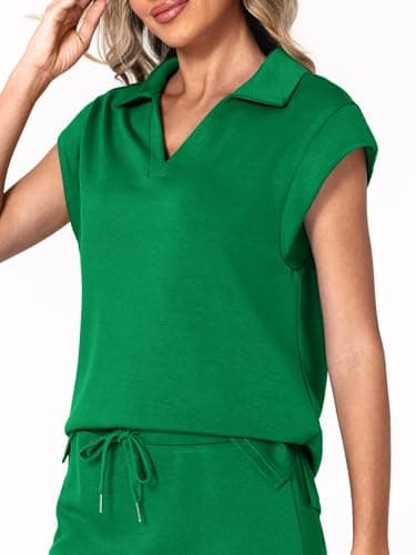 Casly Lamiit Two Piece Skort Sets for Women Athletic Sports Active Short Skirts Dress Casual Lapel Sweatshirt Trendy Matching Outfits Green S - Thumbnail 2