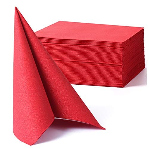 MORGIANA 50 Pack Red Napkins, Christmas Napkins Linen Feel, Disposable Guest Towel Air-laid Paper Hand Towels Dinner Napkin for Party Christmas Wedding - Image 1