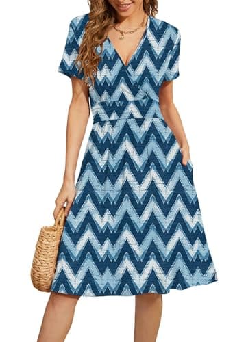 WEACZZY Dresses for Women 2026 Casual Summer Sundress Teacher Dress Business Outfits Spring Clothes,White Waves,2X-Large - Image 1