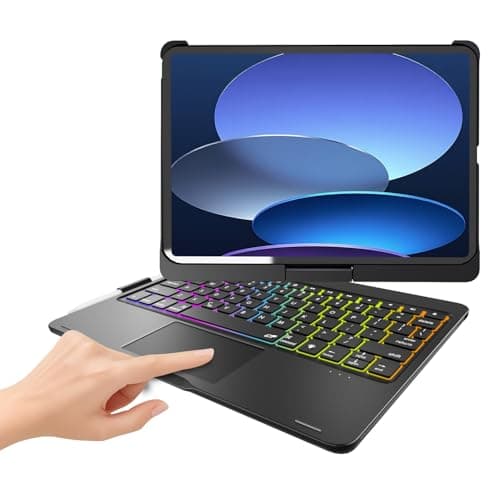 BABG TouchPad Keyboard Case for iPad 10th Generation&iPad 11th(A16,2025),iPad Air 11（M3,M2/iPad Pro 11 inch Keyboard&iPad Air 5th/Air 4th Keyboard, 360°Swivel,7 Use Modes,Rainbow Backlight- Black - Image 1
