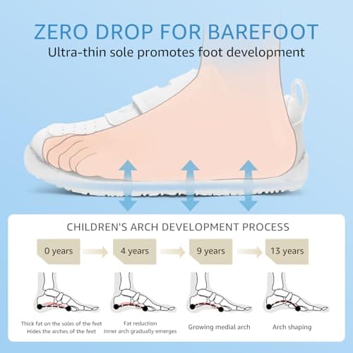 STQ KIDS Toddler Boy Shoes Wide Toe Box Barefoot Shoes Lightweight Girls Sneakers Non-Slip Zero Drop Preschool Walking Running Tennis Shoe Daycare All White Little Kid Size 11 - Thumbnail 5
