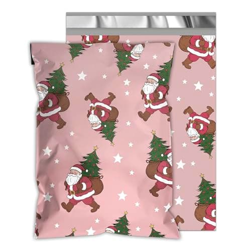 JinRuiKJ Christmas Poly Mailers 12x15.5 Inch 50 Pcs - Heavy Duty Tear-Proof Mailings Envelopes - Waterproof Shipping Bags for Small Business & Boutique - Santa Claus - Image 1