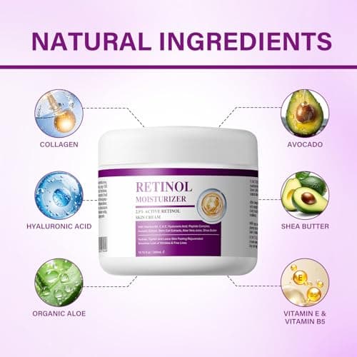Moisturizer Cream, Retinol Face Moisturizer, Wrinkle Cream for Face Neck with Collagen Hyaluronic Acid, Hydrating, Anti-Aging, Anti-Wrinkle, Firming Skin Care - Thumbnail 5