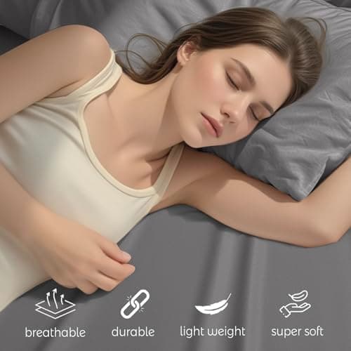 Baigee Luxury 100% Egyptian Cotton Fitted Sheet King Only – Cotton Fitted Sheet Long Staple, Breathable and Durable, Deep Pocket 15"-18"(78"x80",Dark Grey) - Thumbnail 3