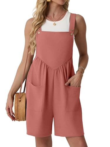 Lepunuo Beach Rompers for Women Sleeveless Summer Jumpsuits Casual Short Overalls with Pockets - Image 1