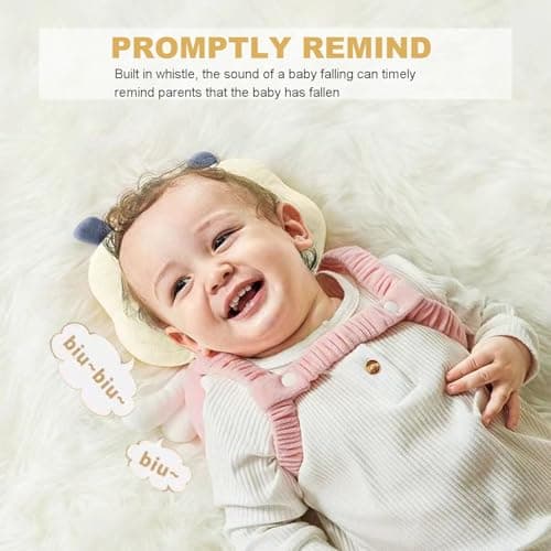 Baby Head Protector Backpack, Adjustable Head Protection Backpack with Baby Knee Pads for Crawling, Soft, Breathable and Wearing Safety Head Protector - Pink Fairy - Thumbnail 4