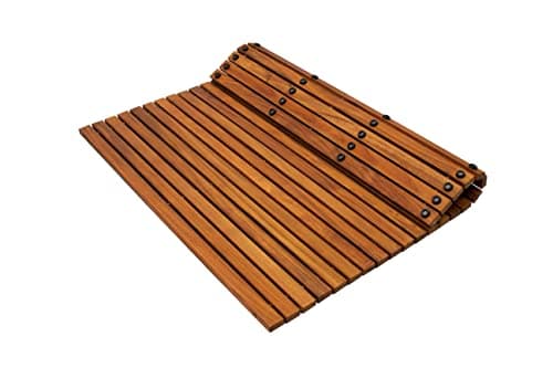 Nordic Teak 100% Solid Teak Wood String Mat - Indoor and Outdoor Use - Non-Slip Wooden Platform for Sauna, Pool, Hot Tub Flooring Decor and Protector (Oiled Finish, 30" X 30") - Image 1
