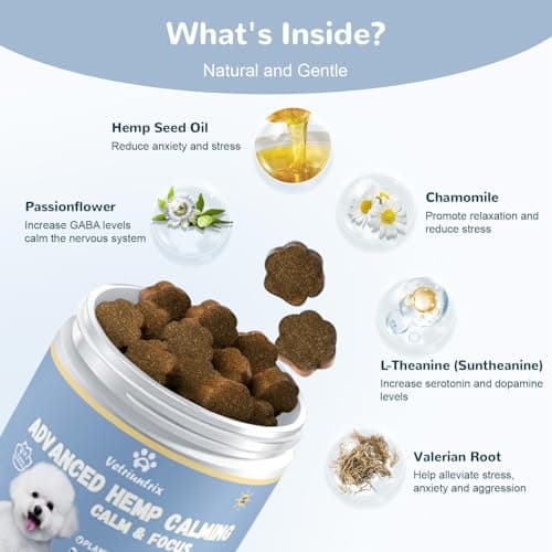 Vetriuntrix Calming Chews for Dogs with Natural Plant Extracts for Fireworks, Storms, Thunder, Barking, Separation, 200 Count - Thumbnail 3