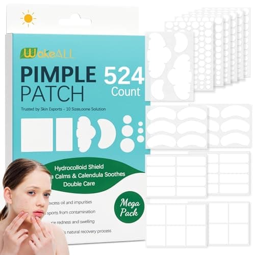 Pimple Patches XL for Face & Body, 524ct. Hydrocolloid Patches for Large Areas with Tea Tree Extract, Big Spot Stickers in 5 Shapes & 10 Sizes, Absorbs Oil & Fluid Fast - Image 1