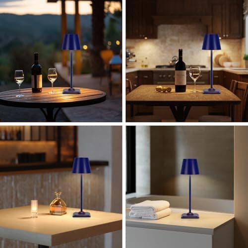 SOUDFK Cordless Table Lamp,3 Color Dimmable Desk Lamp,Small Rechargeable Light for Bedroom, Nightstand(Sapphire Blue,1 PC) - Thumbnail 5