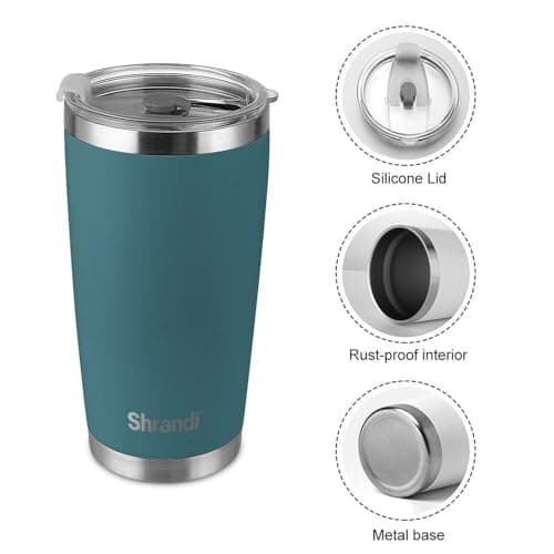 Shrandi Rambler 20 oz Stainless Steel Vacuum Insulated Tumbler w/Slider Lid Tumbler with Lid and Straw(Agave Teal) - Thumbnail 6