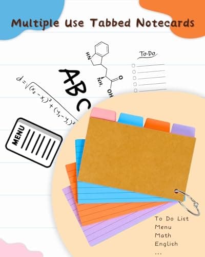 200PCS Tabbed Index Cards with Ring 3x5: Lined Colored Flash Card with Tabs, Assorted Colors Thicken Notecards School Supplies for Students Study Note Office Essentials (ColorA+ColorB, 200PCS) - Thumbnail 4