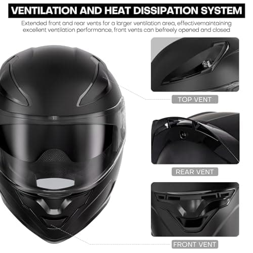 Bluetooth Motorcycle Helmet, Full Face Flip Up Modular Motorcycle Helmets with Bluetooth intercom headsets, DOT Approved Dual Visor Helmets for Adults Men Women-XXL - Thumbnail 6