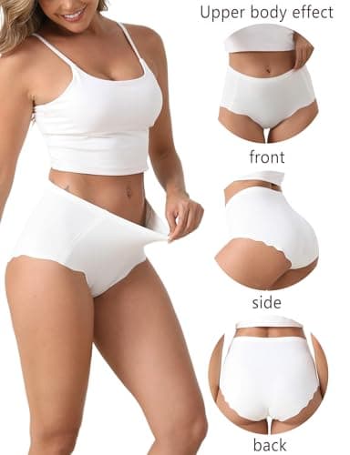 MCOWOD Womens Underwear, Seamless Underwear for Women, No Show Full Coverage Panties, Scalloped Edge, No Roll Down, Size XL, Multicolor, 6-Pack - Thumbnail 2
