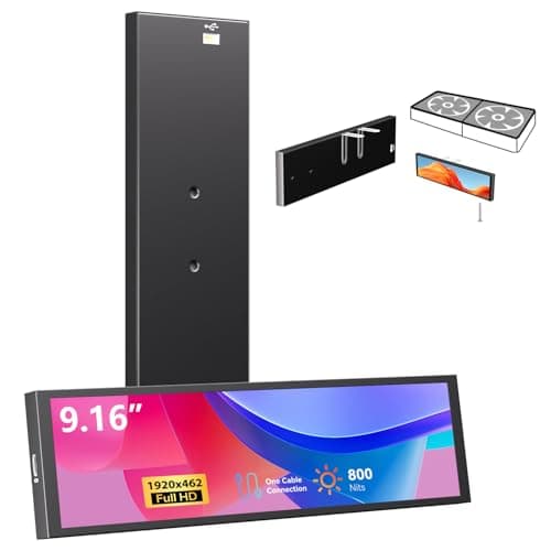 9.16" Computer Temp Monitor, FHD 1920x462 PC Sensor Panel One-Cable Connection(No HDMI Needed), Stretched Bar LCD Dynamic Theme Supported, IPS Mini Secondary Screen for CPU RAM HDD Data, Windows Only