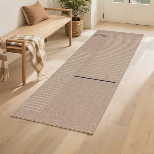 Arvenchy Easy Jute Rug 2x6: Indoor Outdoor Natural Boho Area Rugs for Hallway Patio Non Slip - Farmhouse Neutral Contemporary Carpet Mat for Entryway Kitchen Laundry Room Bedroom Washable - Image 1