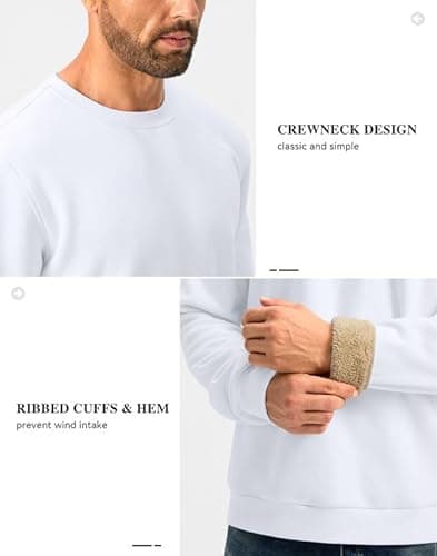 G Gradual Sherpa Lined Sweatshirts for Men Fleece Crewneck Sweatshirt Pullover Warm Shirts for Winter, White, 3X-Large - Thumbnail 5