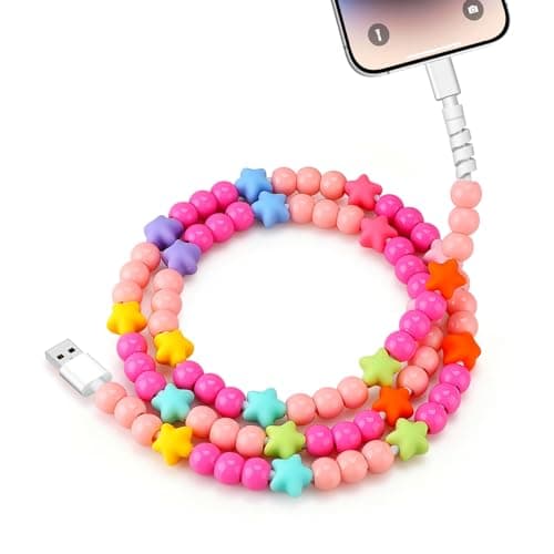 JAKPAK USB Cable for iPhone Beaded Phone Charger 66W Fast Charging Data Transfer 3.3FT Stylish Durable Anti-Tangle USB Charging Cord Women Girls for iPhone 14 13 12 11 XR R iPad Airpods Car - Image 1