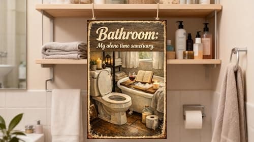 Bathroom My Alone Time Sanctuary Metal Tin Sign Vintage Relax Wall Decor Funny Restroom Artwork Rustic Home Spa Toilet Plaque Meditation Style Gift 8x12 Inch Pre Drilled Hanging Sign - Thumbnail 4