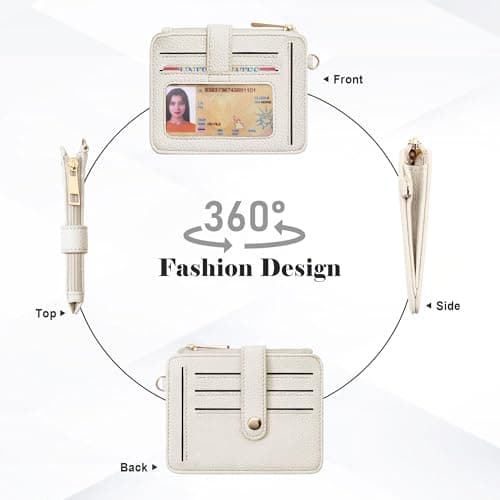 Airkit Wristlet Wallets for Women, Keychain RFID Blocking Credit Card Holder, Small Girly Wallet with Bracelet, Silicone Beaded Tassel Key Ring Card Holder, Creamy Grey - Thumbnail 5