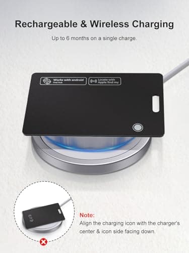 AI.QVOKA Wallet Tracker Card for Android & iOS, Find My Wallet Card for Luggage, Passports, Purses, Bags, Rechargeable Card Tracker Works with Apple Find My & Google's Find Hub (Black, 1 Pack) - Thumbnail 5