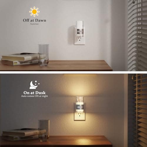 JandCase Motion Sensor Night Light, Dimmable Night Lights Plug Into Wall, 2 Pack 3000k Soft White Night-Lights With 0-100Lm Adjustable Brightness, Acrylic Plug In Nightlight For Bedroom Bathroom Decor - Thumbnail 5
