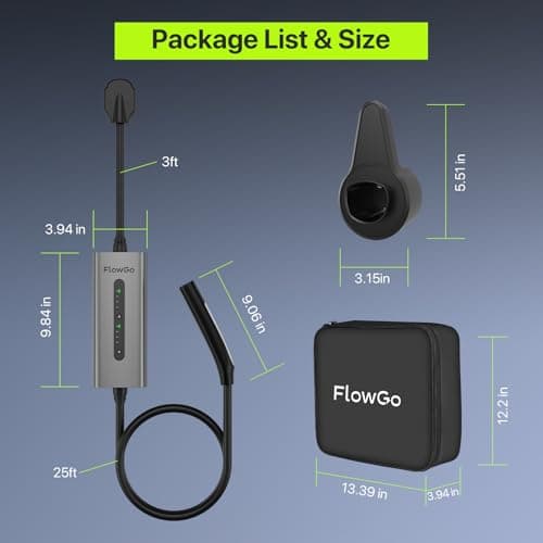 FlowGo Tesla Charger 40A Level 2 EV Charger NACS 240V with 14-50 Plug 25 FT Cable 9.6KW Portable Tesla Charging Equipment 15-40 Amps Adjustable Current Mobile Electric Car Chargers for Model 3/S/Y - Thumbnail 6