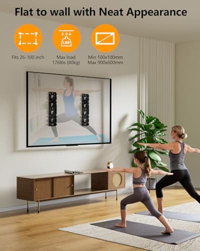 FOGING Mount NO Stud TV Wall Mount,Drywall Wall Mount for 26-100" TVs/Monitors,Holds Up to 176LBS, Height Adjustable,1.17'' Low Profile Studless TV Mount,No Drilling No Funder Required,Easy Install - Thumbnail 4