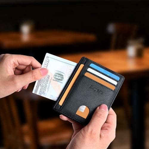 Espera Slim Minimalist Front Pocket Wallet for Men, RFID Blocking Credit Card Holder, Thin Travel ID Card Case, Gifts for Men - Thumbnail 6