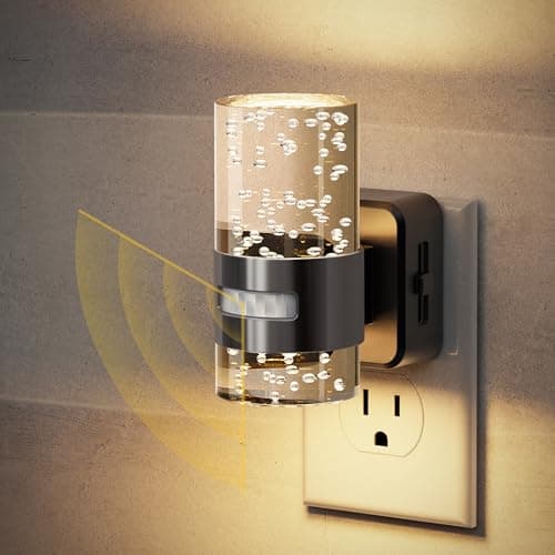 JandCase Motion Sensor Night Light, Night Lights Plug Into Wall, 3000k LED Dimmable Night-Lights with Adjustable Brightness, 0-100Lm, Motion Activated Nightlight for Bathroom, Hallway, Bedroom