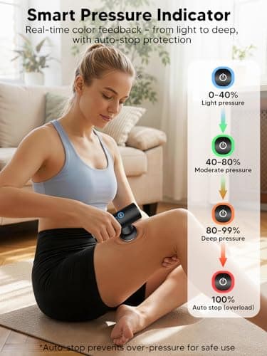 LOFTILLA Mini Massage Gun with Heat - Powerful Deep Tissue Massager, Portable Pocket-Sized Percussion Massager Gun for Muscle Relaxation, 4 Massage Heads, Gift for Men Women, Black - Thumbnail 5