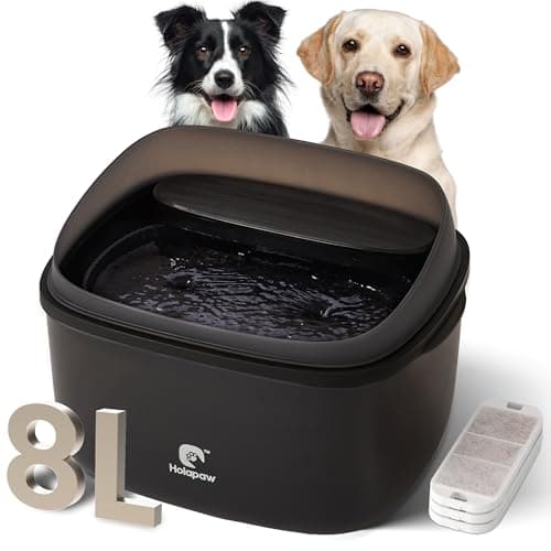 HOLAPAW Dog Water Fountain for Large Dogs, 2.1Gal/8L Dog Water Bowl Dispenser, No Spill Automatic Pet Water Fountain for Dogs Cats Multiple Pets with Ultra Quiet Pump, 3 Filter Replacement, Black - Image 1
