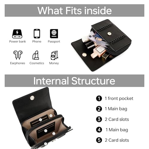 Goinsound Flap Crossbody Purse for Women Vegan Leather Wallet Small Vintage Shoulder Bag Classic Braided Crossbody Bag with Credit Card Slots, Black - Thumbnail 5