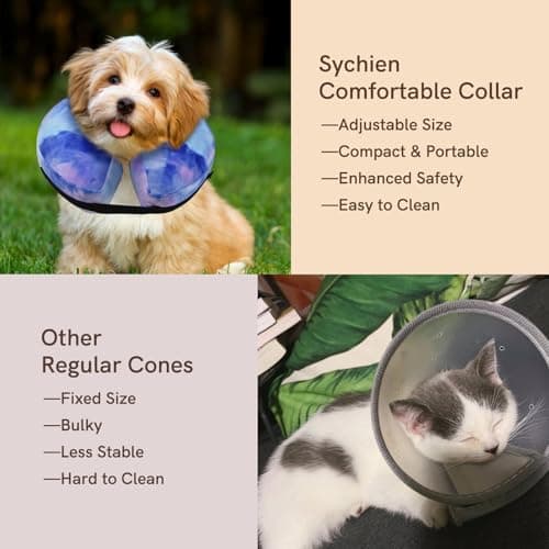 Sychien Inflatable Dog Collar, Potective Recovery E Collar for Dogs and Cats, Soft Pet Cone Collar for Small Medium Large Dogs and Cats - Thumbnail 6