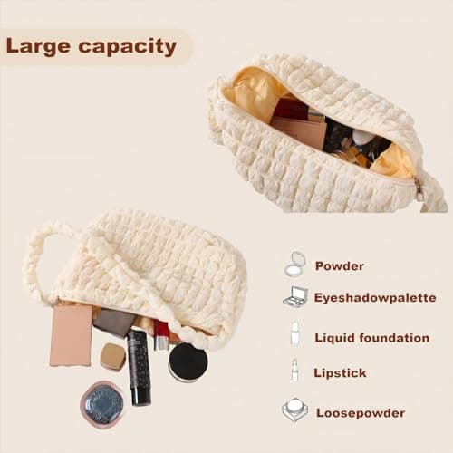 Women's Travel Tote Bag, Soft and fluffy Quilting Shoulder Bag, Crossbody bag with compartments and zipper，Suitable for Women's Daily Work and Trave（Rose Pink） - Thumbnail 4