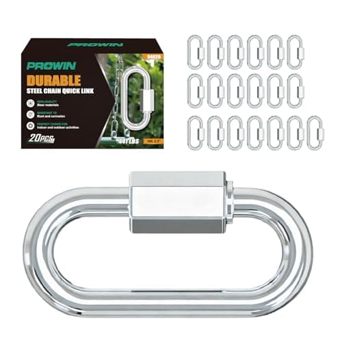PROWIN M6-20 Pack 2.3” Quick Links Chain Connectors, 1/4″ Galvanized Chain Locking Hooks, 620LBS Heavy Duty Thread Quick Link Clips, Twist Oval Keychain D Shape for Swing, Camping - Image 1