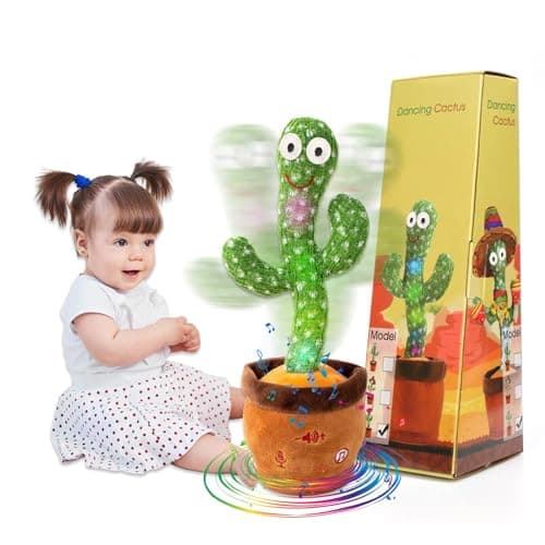 MIAODAM Singing Talking Cactus Toy Repeating What You Say, Adjustable Volume Dancing Cactus Baby Toy Glowing Plush Toy for Baby Gift - Image 1