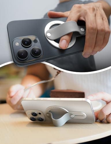 GripMate for MagSafe Phone Grip for iPhone - Magnetic Phone Ring Holder Detachable for iPhone 17 - Comfortable Finger Phone Loop Grip for Apple 16/15/14/13/12, Silver - Thumbnail 5